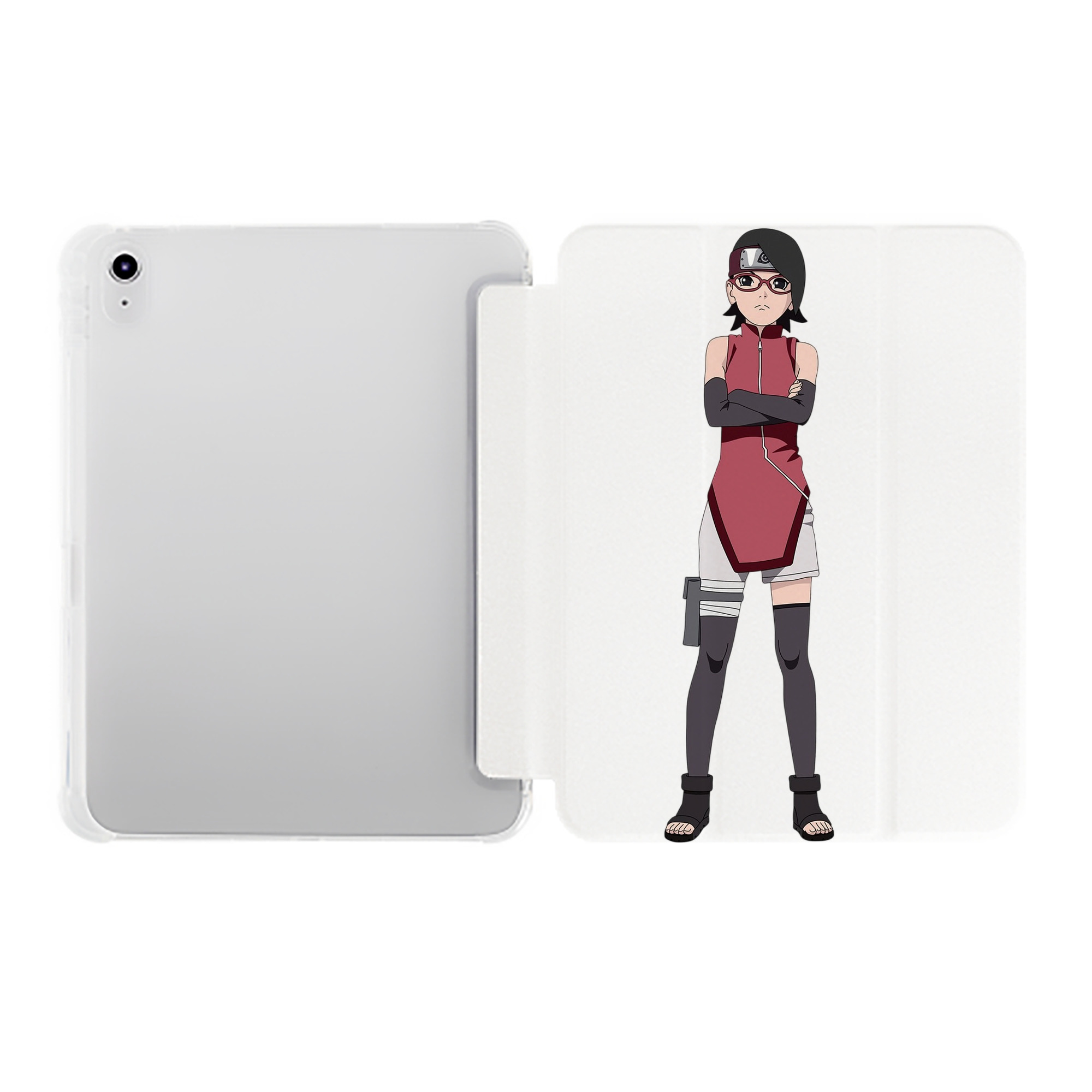 （画像用） NARUTO -ナルト- うちは サラダ Uchiha Sarada IPad ケース ペン収納付き 三つ折りスタンド PUレザー×シリコン 対応機種9.5/10.5/10.9インチ